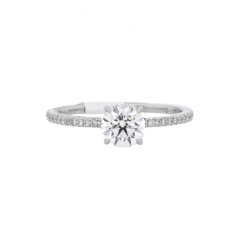 Engagement rings with modern minimalist bands-Platinum Round Diamond 0.71Ct Solitaire Engagement Ring