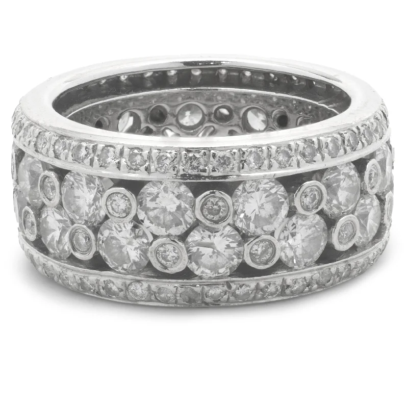 Engagement rings with large center stones-18 Karat White Gold Diamond Bubble Eternity Band