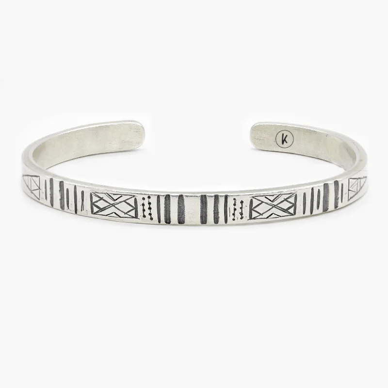 Unique silver bangles for women-Hand-forged "Navajo" Silver Bangle