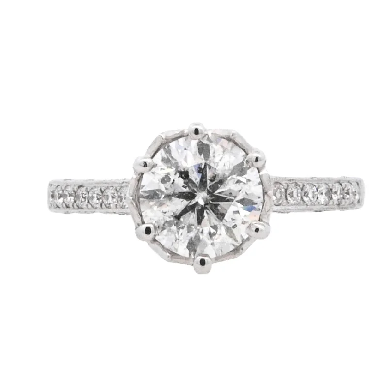 Simple and elegant engagement rings for women-18K White Round Diamond 1.86Ct Solitaire Engagement Ring