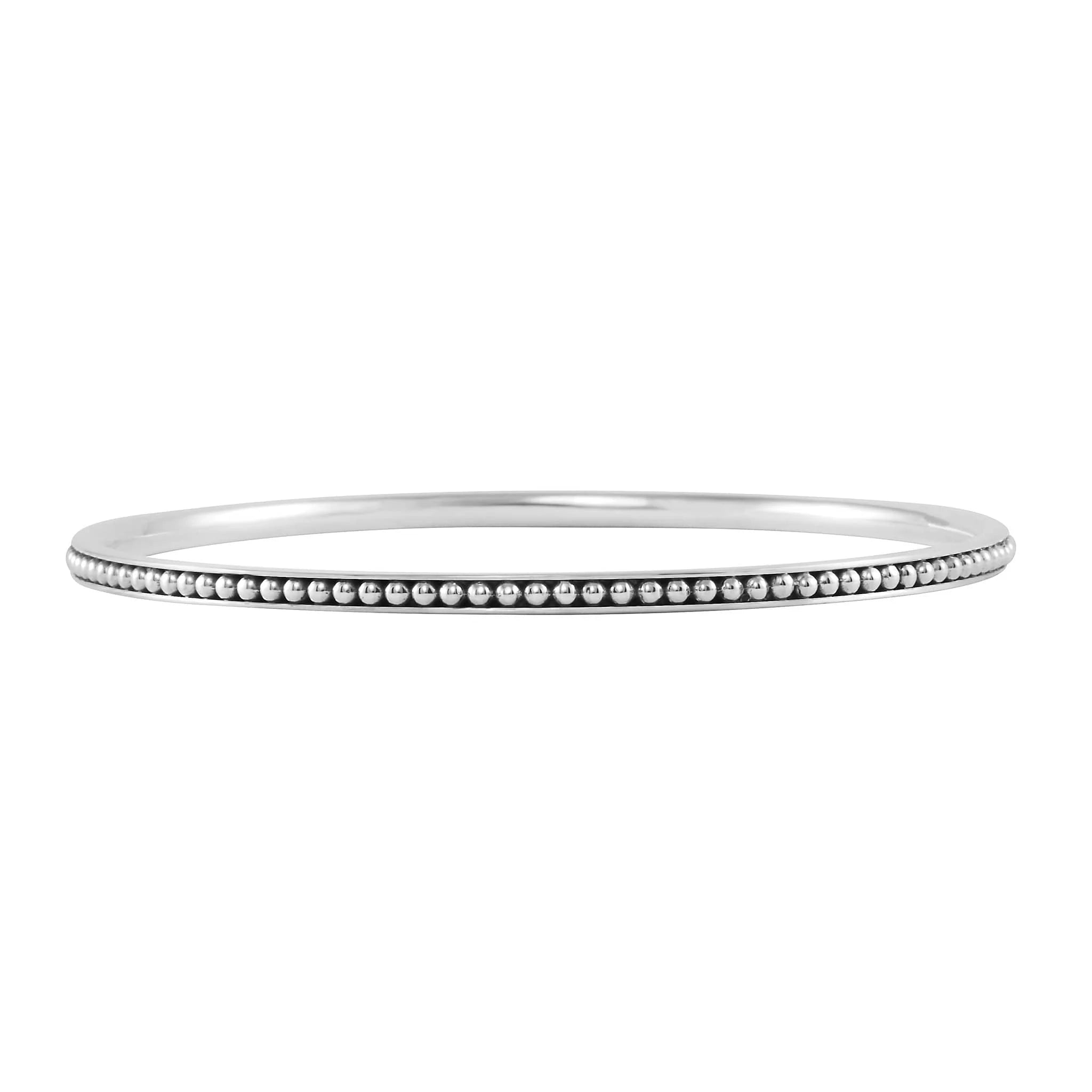 Adjustable bangles for women-Lagos Signature Caviar Silver Beaded Bangle