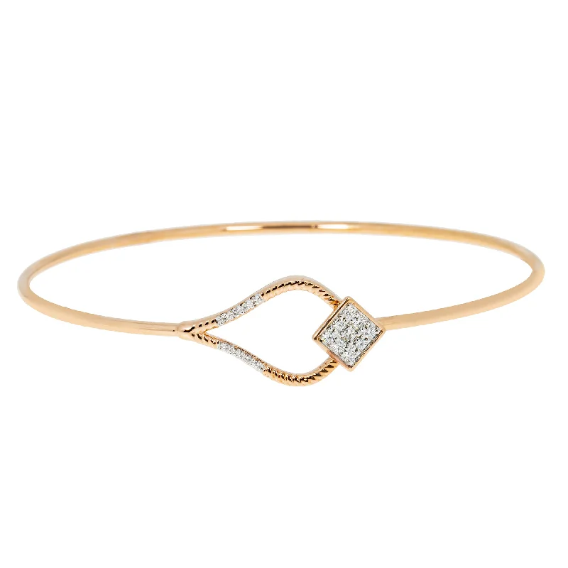 Gold bangles for casual wear-18K Rose Gold & 0.12 ct Diamond Bangle (3.81 grams)