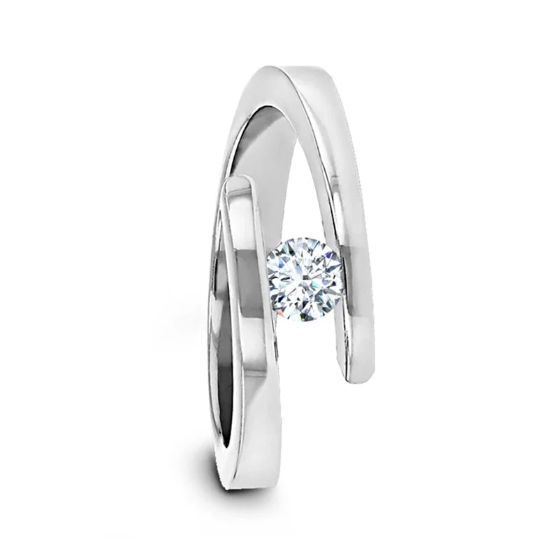 Modern engagement rings with intricate designs-Spiral Tension-Set Lab-Created Diamond Titanium Women's Wedding Band