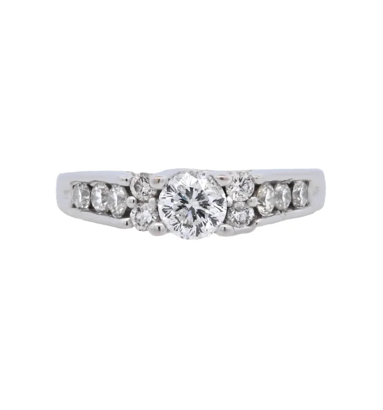 Engagement rings with three-stone design-14K White Round Diamond 0.49Ct Solitaire Engagement Ring