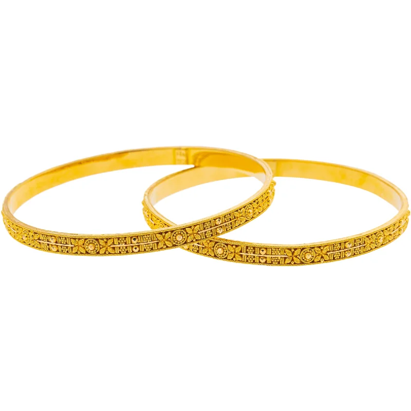 Luxury pearl bracelets for women-22K Yellow Gold Bangle Set of 2 (27.3gm)