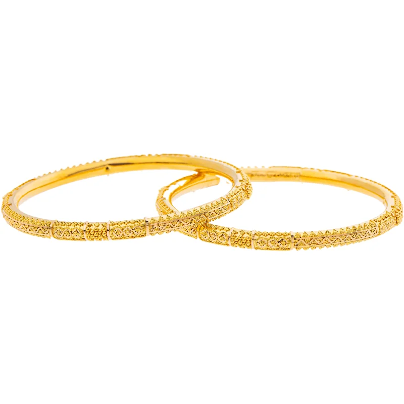 Custom bangle bracelets for gifts-22K Yellow Gold Bangle Set of 2 (35.2gm)