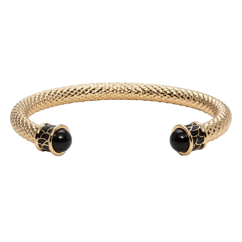 Handcrafted bangles for weddings-Halcyon Days Salamander Gold Torque Bangle