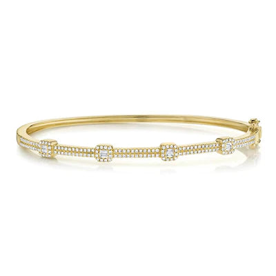 Large statement bracelets for women-0.52ctw Baguette Diamond Bangle