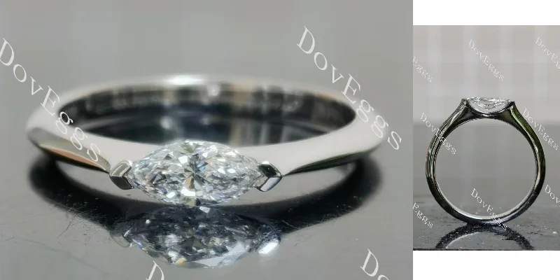 Engagement rings with vintage diamond cuts-Doveggs marquise east west solitaire moissanite engagement ring