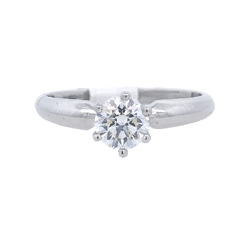 Traditional engagement rings with round diamonds-14K White Round Diamond 0.50Ct Solitaire Engagement Ring