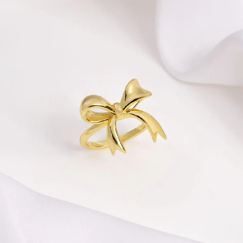 Designer ladies rings for special occasions-Bow Gold Ring