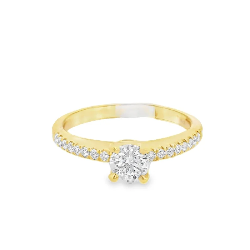 Custom-designed engagement rings with pearls-18K Yellow Princess Diamond 0.40Ct Solitaire Engagement Ring