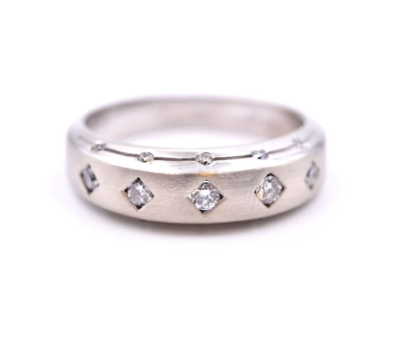 Simple solitaire engagement rings-14k White Gold Contemporary Diamond Band