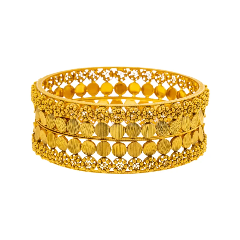 Beautifully designed bangle bracelets-22K Yellow Gold Bangle Set of 2 in Size 2.6 (44.6)