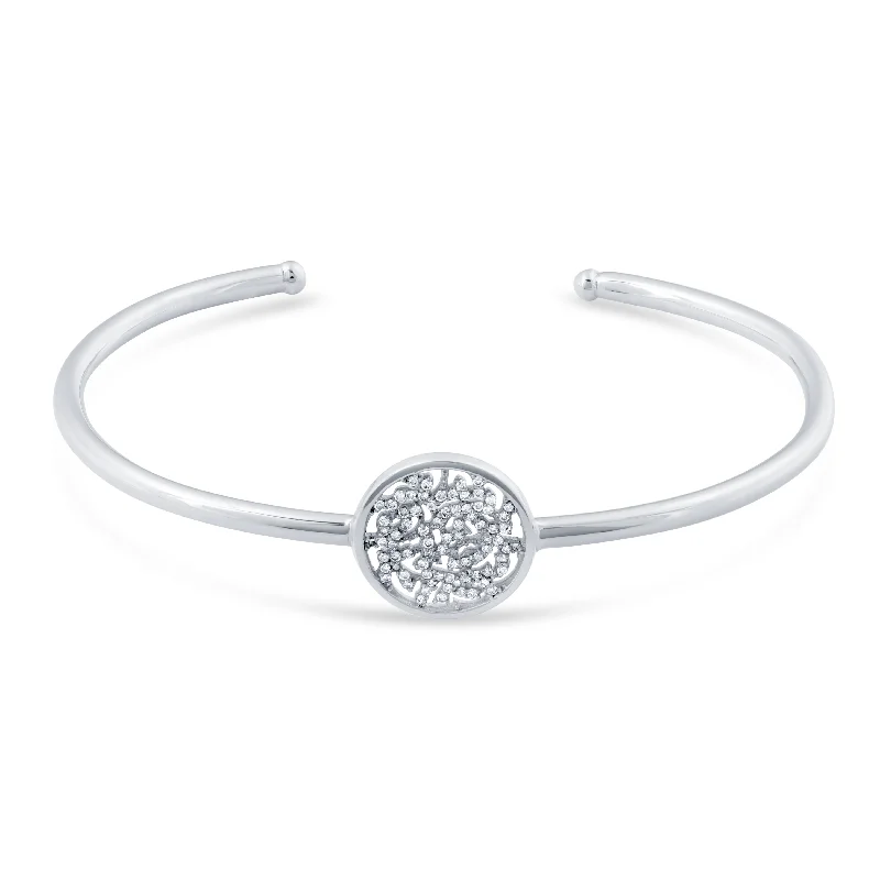 Stylish ladies bracelets for casual wear-15Mm Diamond Logo Bangle In 18K Gold