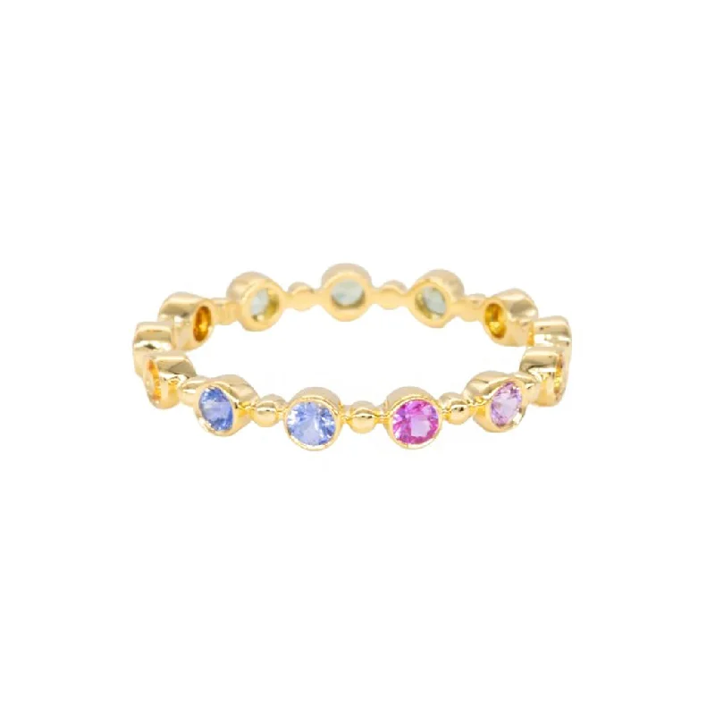 Bold ladies rings with large stones-Rainbow Sapphire Petit Bubble Band