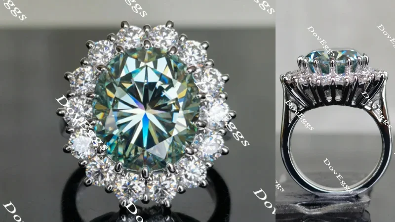 Unique engagement rings with gemstones-Doveggs halo colored moissanite engagement ring for women