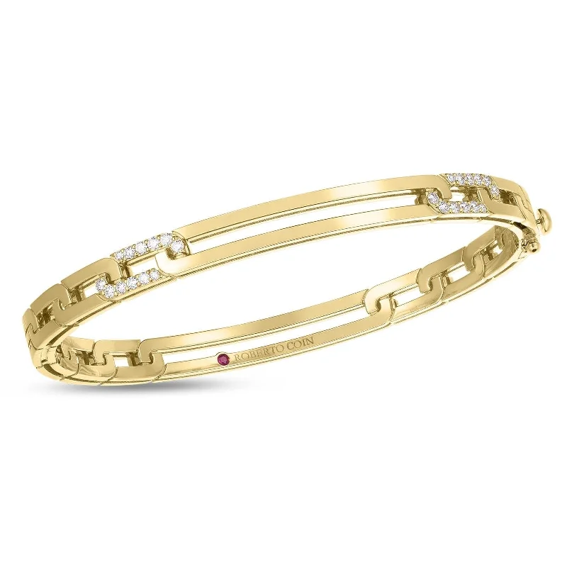 Stackable bangles for ladies-ROBERTO COIN Navarra Diamond Accent & Extended Link Bangle