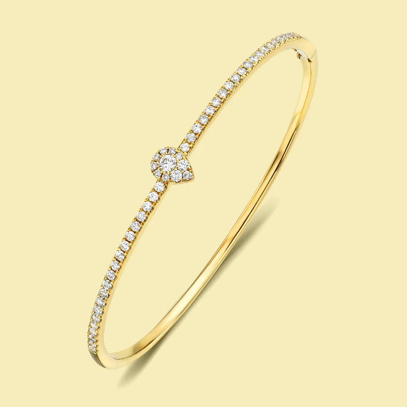 Silver bangle sets for women-The Alia, Cluster Diamond Pear Shaped Bangle