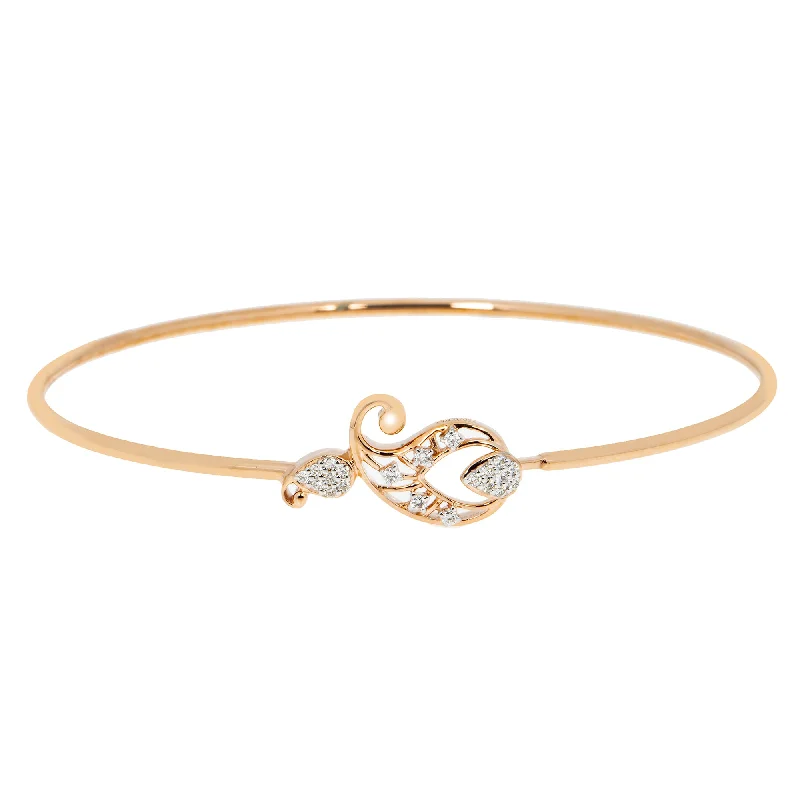 Personalized charm bracelets for women-18K Rose Gold & 0.11 ct Diamond Bangle (4.14 grams)