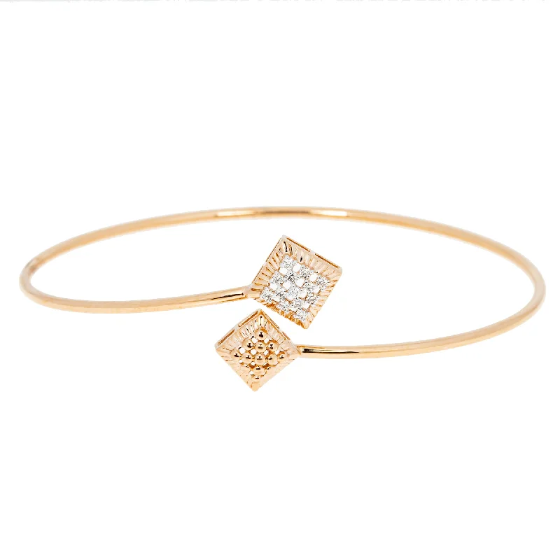 Large gemstone ladies bangles-18K Rose Gold & 0.10 ct Diamond Bangle (3.65 grams)