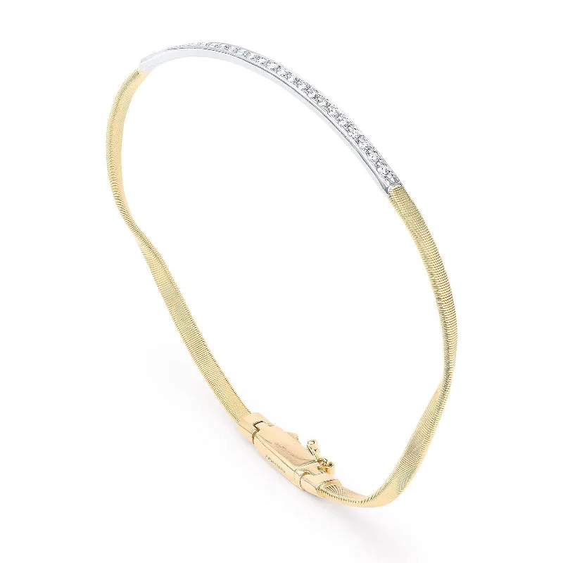 Simple silver bangles for ladies-MARCO BICEGO Marrakech Bangle with Diamond Bar