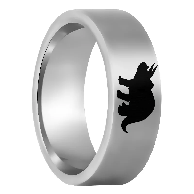 Large diamond ladies rings-Triceratops Dinosaur Tungsten Men's Wedding Band