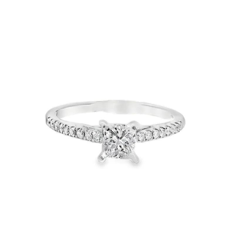 Affordable platinum engagement rings-14K White Princess Diamond 0.46Ct Solitaire Engagement Ring