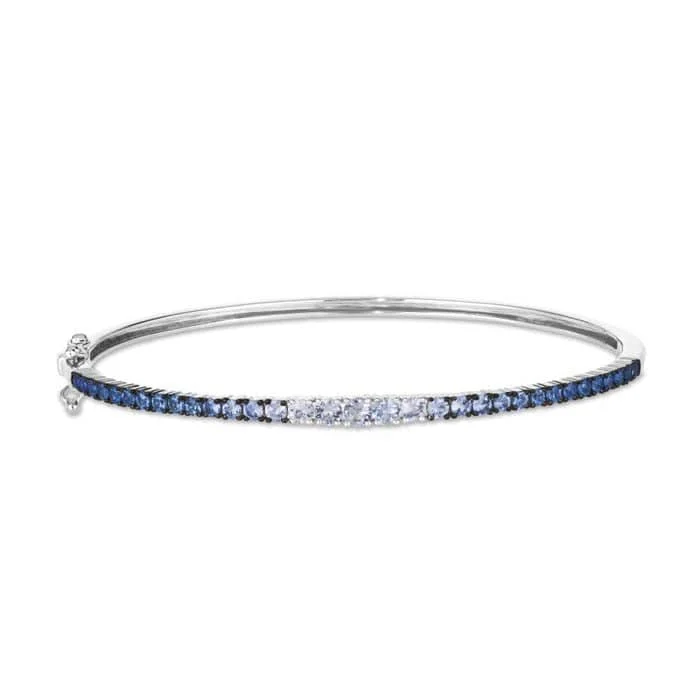 Elegant ladies bracelets with turquoise-Le Vian Sapphire Denim Ombré Bangle in 14K Vanilla Gold