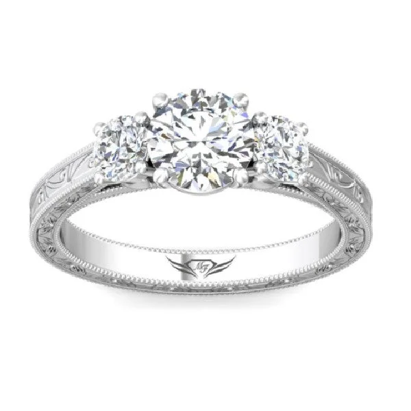 Custom engagement rings with diamonds-Platinum 3-Stone Engagement Ring