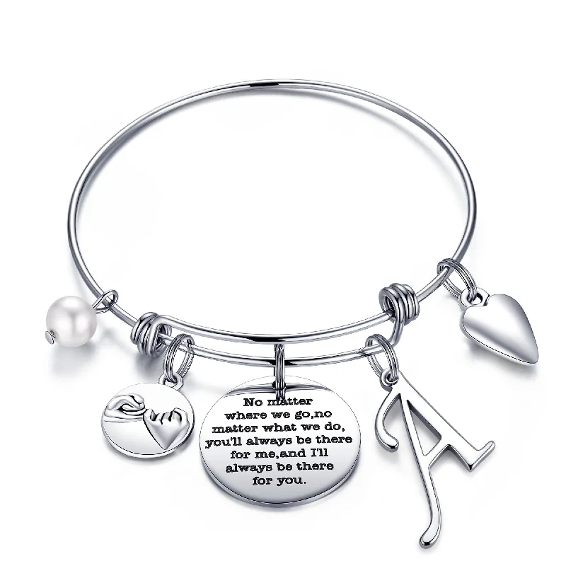 Simple bangles for everyday wear-Simple Style Classic Style Letter Heart Shape Stainless Steel Plating Bangle