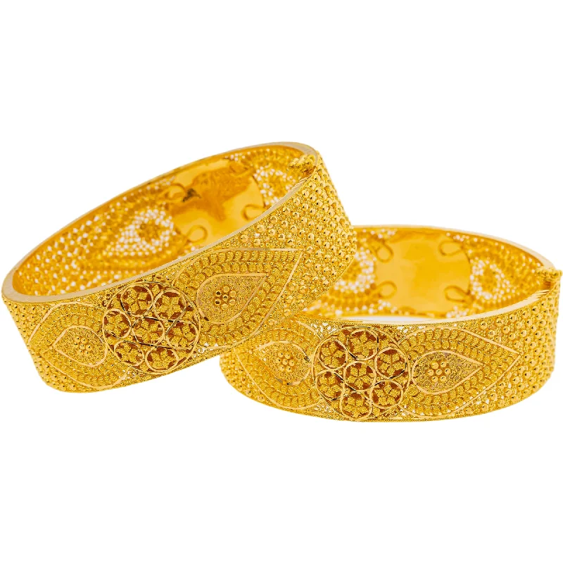 Classic bangle sets for brides-22K Yellow Gold Adjustable Bangle Set of 2 (69.2gm)