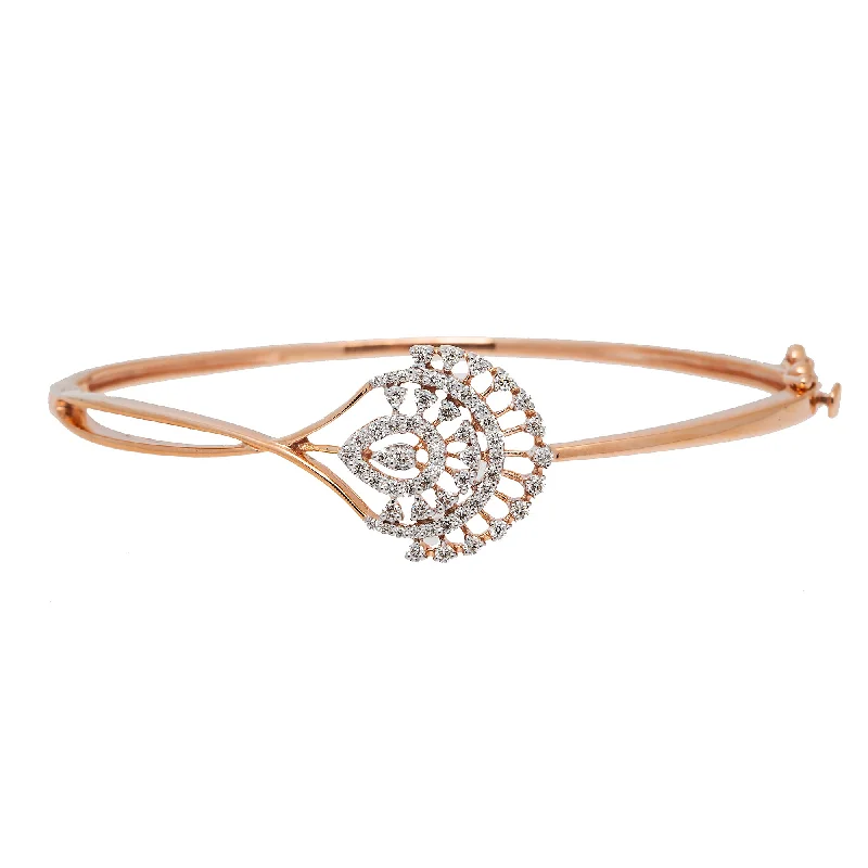 Unique design bangles for women-18K Rose Gold & 0.59ct Diamond Bangle (11.3gm)