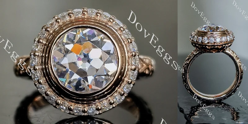 Personalized engagement rings for her-Doveggs round art deco vintage moissanite engagement ring