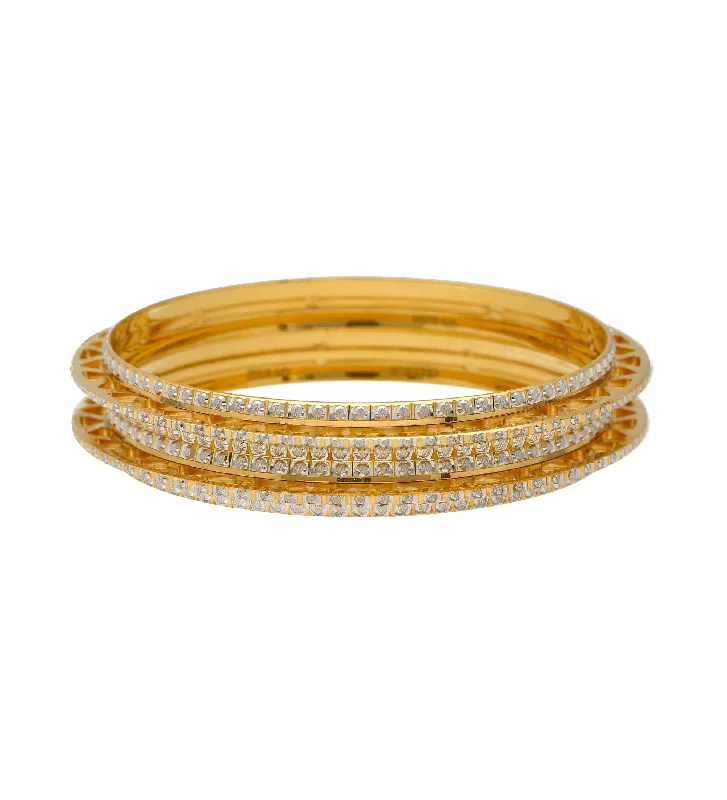 Bridal bangles for weddings-22K Yellow & White Gold Bangle Set (58.9gm)