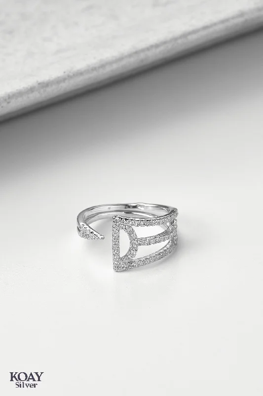 Simple silver ladies rings-Zircon Ring (27)