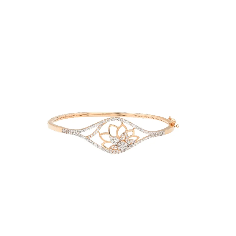 Personalized charm bracelets for women-18K Rose Gold & CZ Bangle (10.5gm)