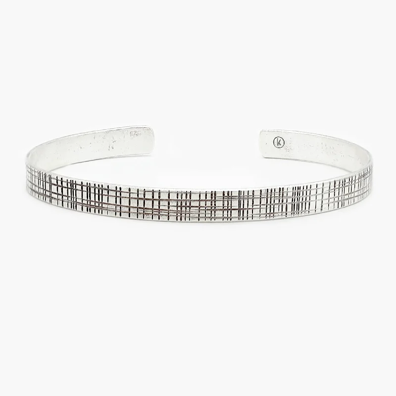 Stylish leather bracelets with charms-Hand-Forged Linear Sterling Silver Bangle