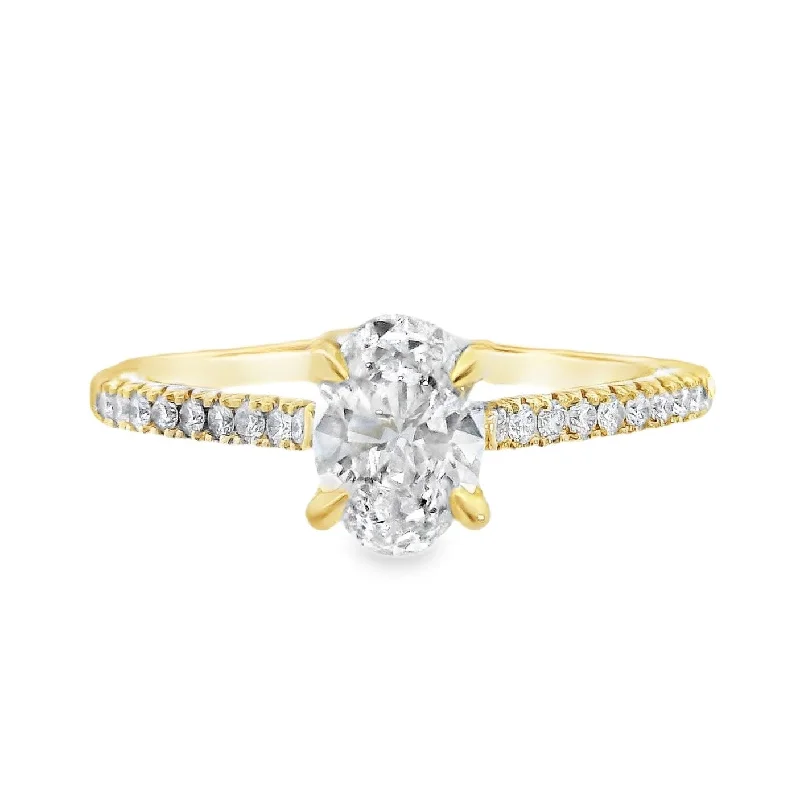 Elegant engagement rings with white sapphire-14K Yellow Oval Diamond 0.75Ct Solitaire Engagement Ring