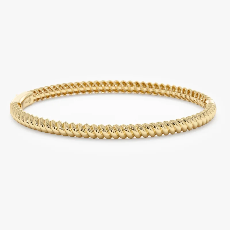 Unique bangles for evening wear-Plain Gold Rope Bangle, Belle