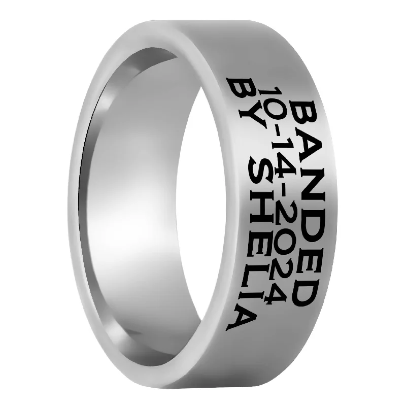 Colored gemstone ladies rings-Duck Band Custom Engraved Tungsten Men's Ring