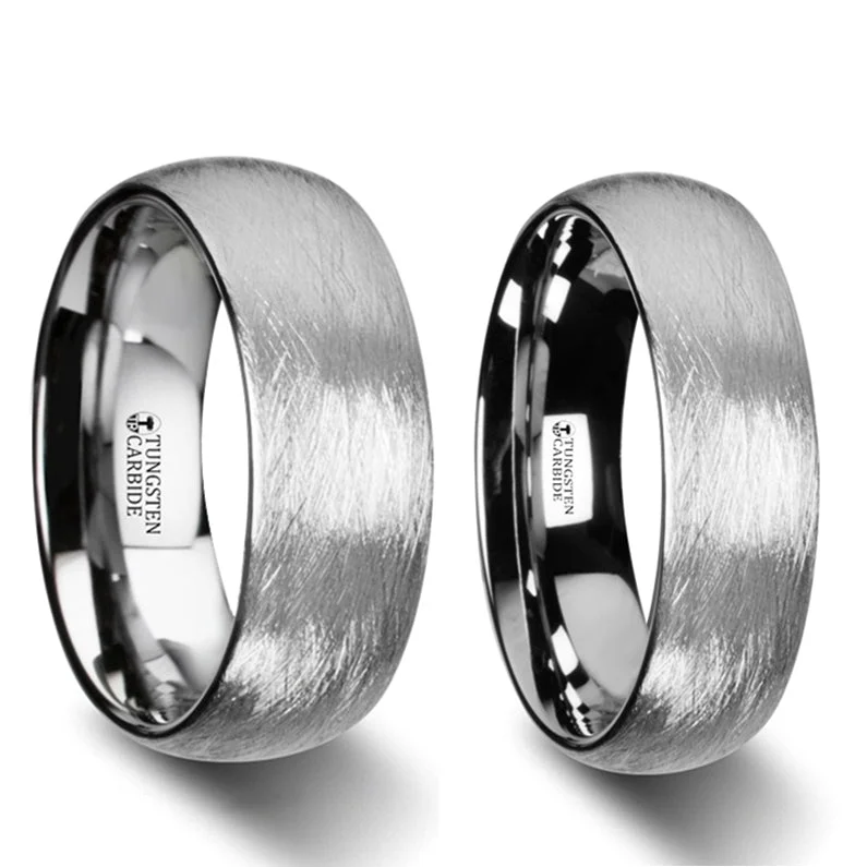 Classic solitaire ladies rings-Textured Tungsten Carbide Couple's Matching Wedding Band Set