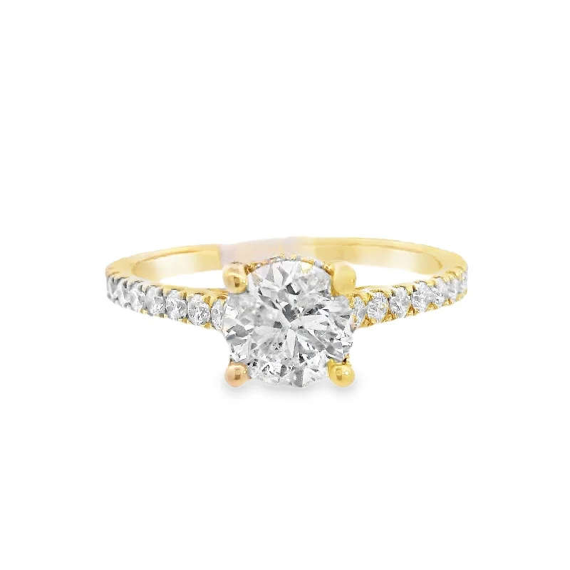 Luxury engagement rings with diamonds and gold-14K Yellow Round Diamond 0.48Ct Solitaire Engagement Ring