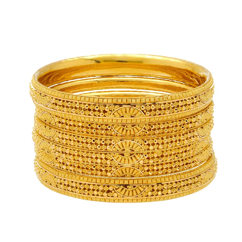 Unique bracelets with gemstones for fashion-22K Yellow Gold Bangle Set of 6 (88.7gm)