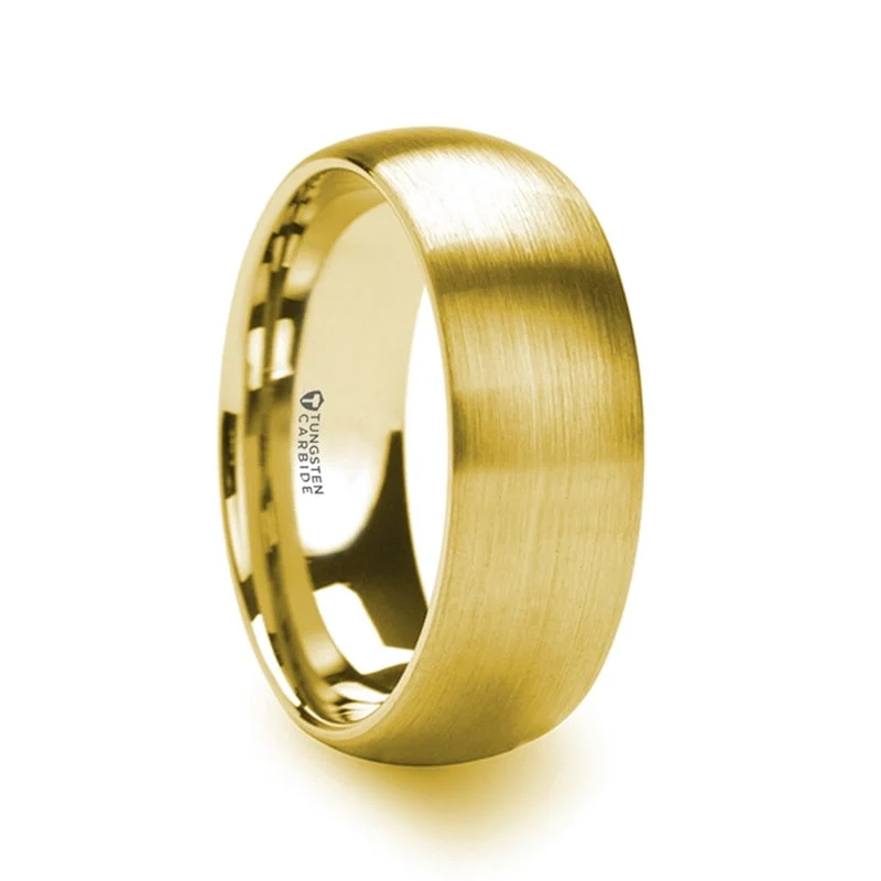 Classic gold ladies rings-Gold Plated Tungsten Men's Wedding Band