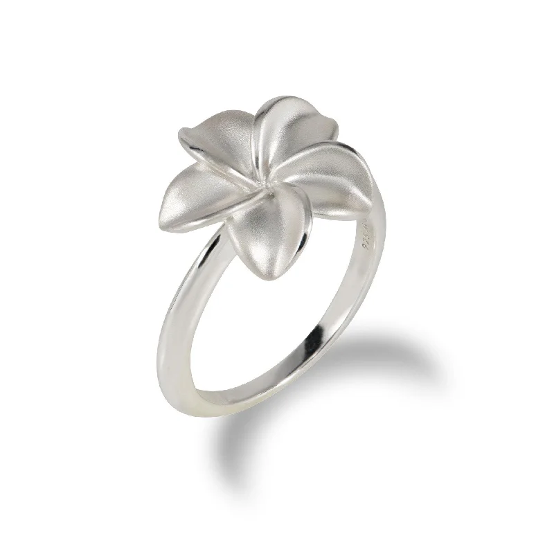 Ladies rings with birthstones-Plumeria Ring in Sterling Silver - 15mm