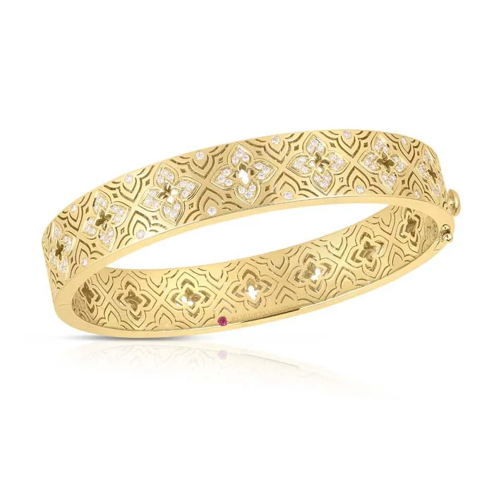 Beautiful charm bracelets for women-Roberto Coin .60CTW Venetian Princess Bangle in 18K Yellow Gold