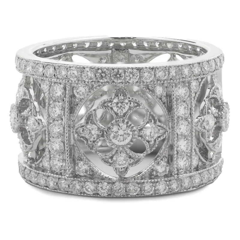 Engagement rings with classic designs for her-18 Karat White Gold Diamond Maltese Cross Cigar Band