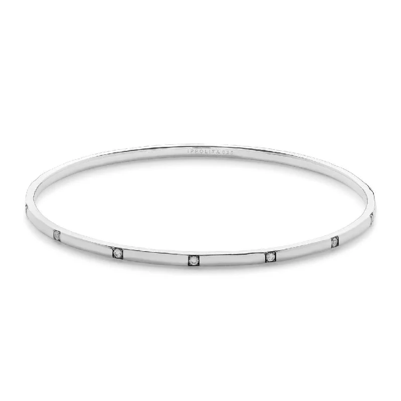 Beautifully designed bangle bracelets-Thin Bangle in Sterling Silver with Diamonds