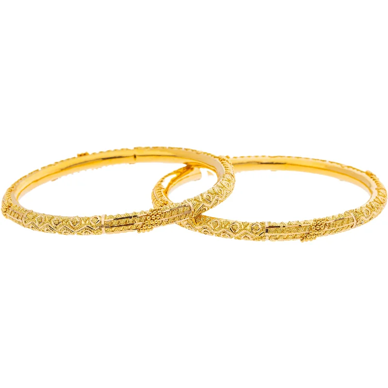 Stylish leather bracelets with charms-22K Yellow Gold Bangle Set of 2 (35.5gm)